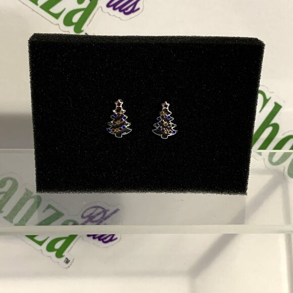 Earrings Christmas Tree Studs Studded Jewelry Rhinestone Gothic - Picture 1 of 3